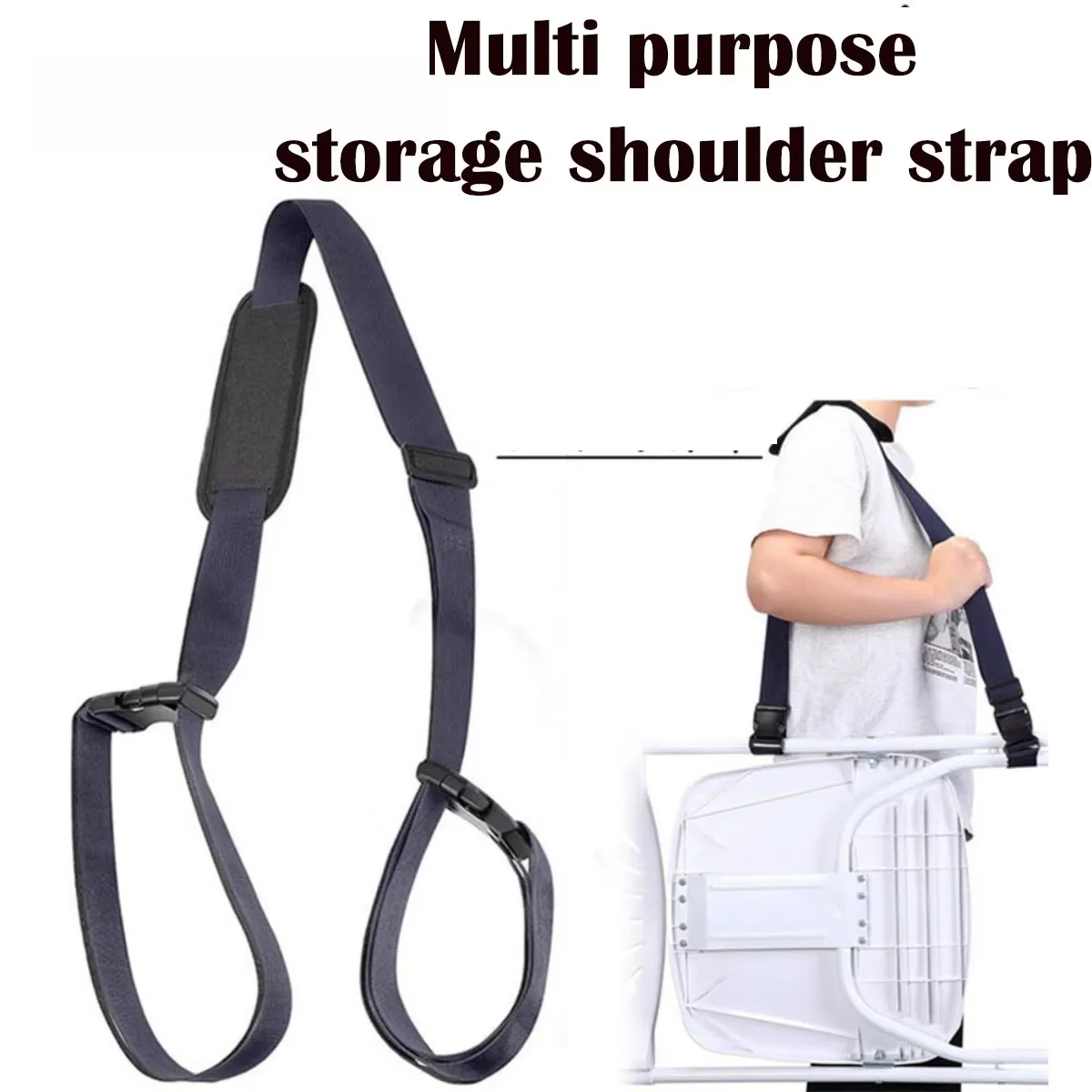 Correa de transporte resistente para silla de playa, correa de transporte para scooter, correa de hombro ajustable y duradera para esterilla de yoga, silla plegable