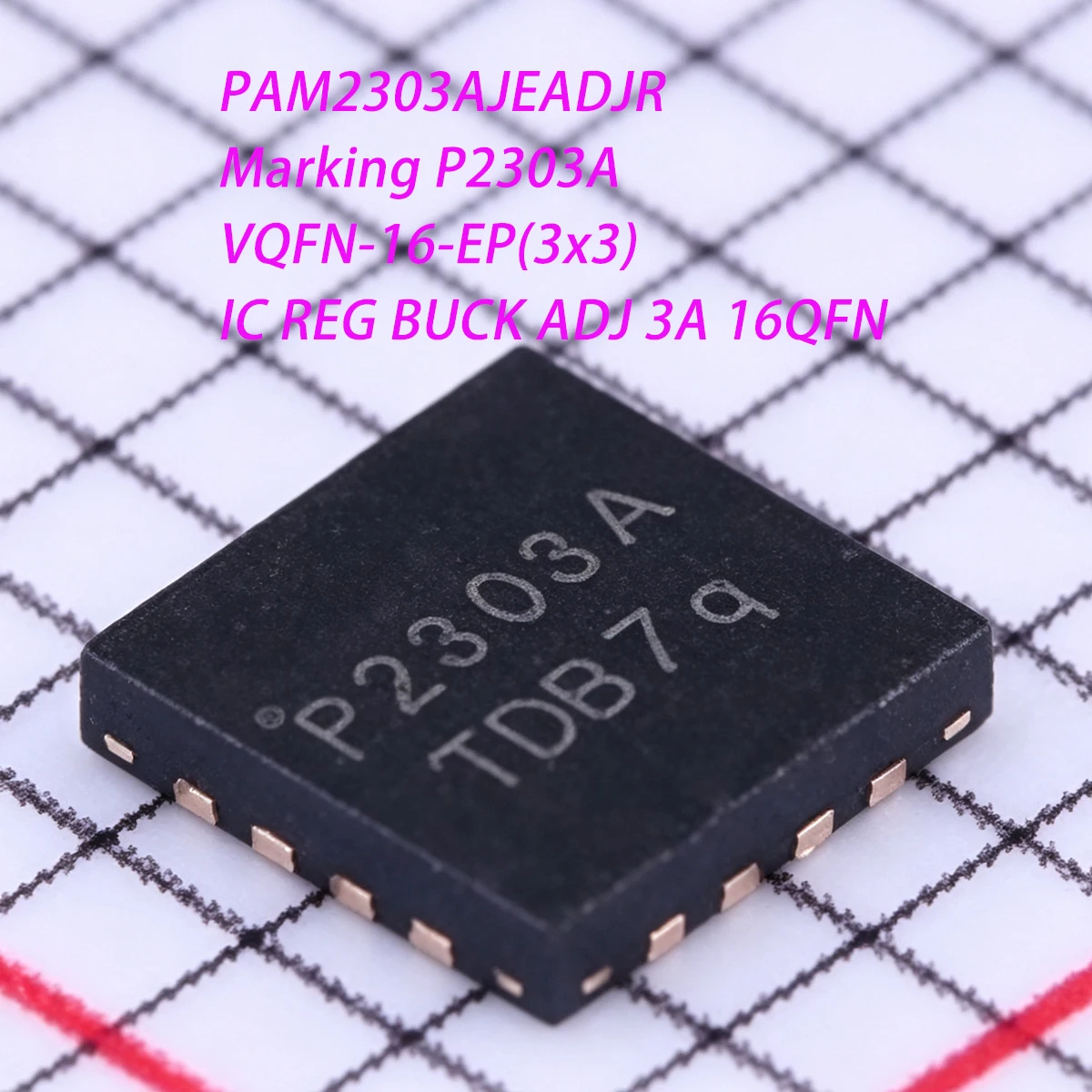 10PCS PAM2303AJEADJR Marking P2303A VQFN-16-EP Adjustable 2.7V~5.5V 600mV~5.5V buck 3A NEW original DC-DC CONVERTER chip IC ADJ