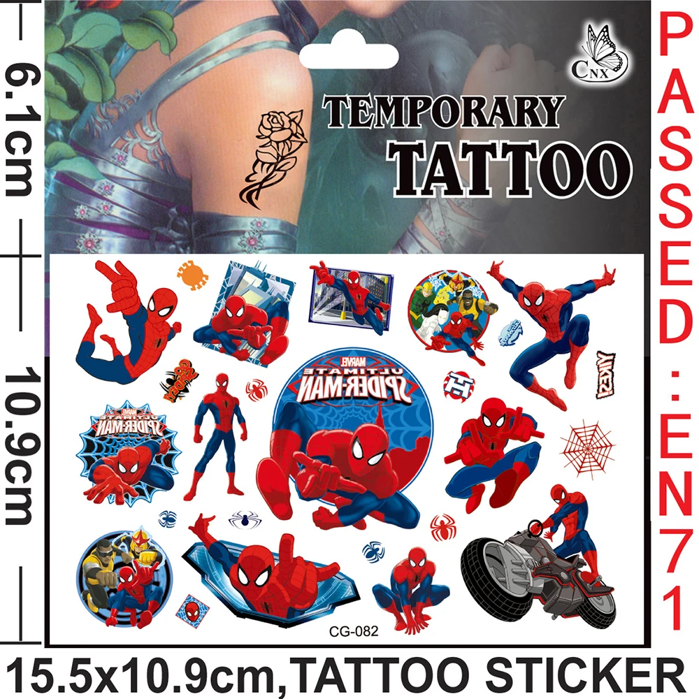 Disney Avengers Spiderman Luminous Tattoo Stickers For Kids Cool Body Art Waterproof Fake Temporary Tattoos Children Toys Gifts