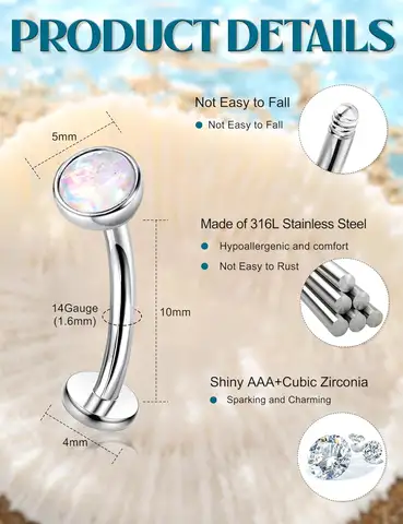 1/10/50PC G23 ASTM F136 टाइटेनियम पुश इन स्टाइल लिप लैब्रेट पियर्सिंग रंगीन CZ क्रिस्टल ईयर हेलिक्स पियर्सिंग ज्वेलरी 16g 18g 20g 10 best sales छेदन में धक्का - №10