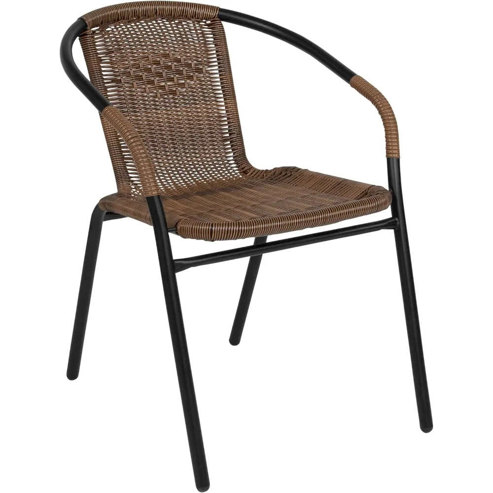 

Стул Lila Medium Brown Rattan для ресторанов, для использования в помещении и на улице, складной