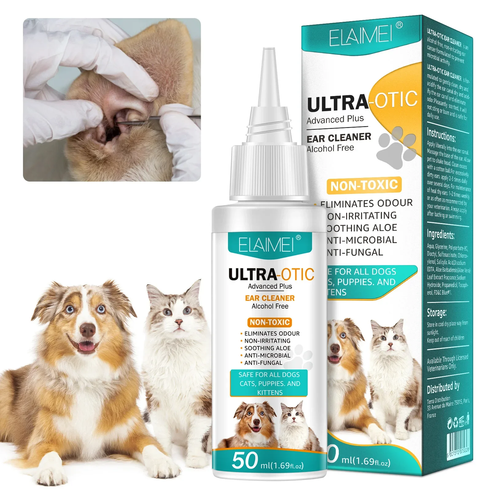 50ml Pet Ear Cleaner Deodorizes Ear Wax Removes Gentle in-depth Care for Cats and Dogs Ears Clean and Refreshing Ear Wash