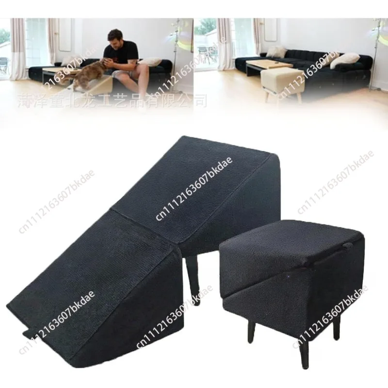 Foldable Dog Ramp For Bed & Vehicle, 2 In 1 Pet Stairs Footrest Stool, Non-Slip Safety Climbing Ramp For Small Breed Dogs & Cats