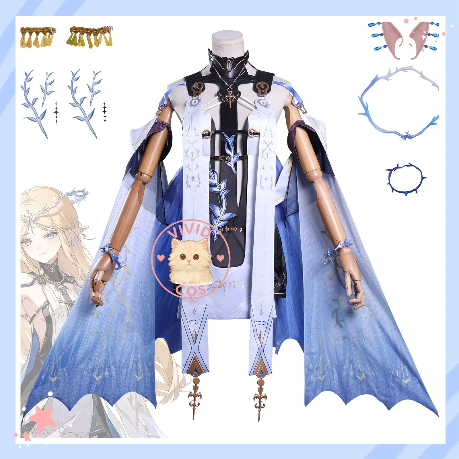 

Game Wuthering Waves Cosplay Costume Anime Cartethyia Role Play Sexy Dress for Women Adult Comic Con Halloween Party Outfit Wig