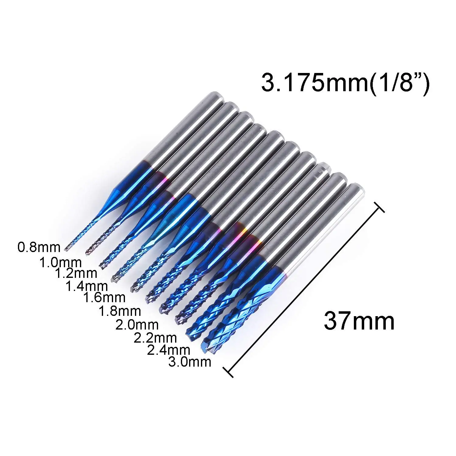 Mantel fräser sain smart genmitsu 10 stücke nano blauer CNC-Fräser, 0,6-3mm, 1/8 "Schaft, für Leiterplatten-Fräs werkzeug