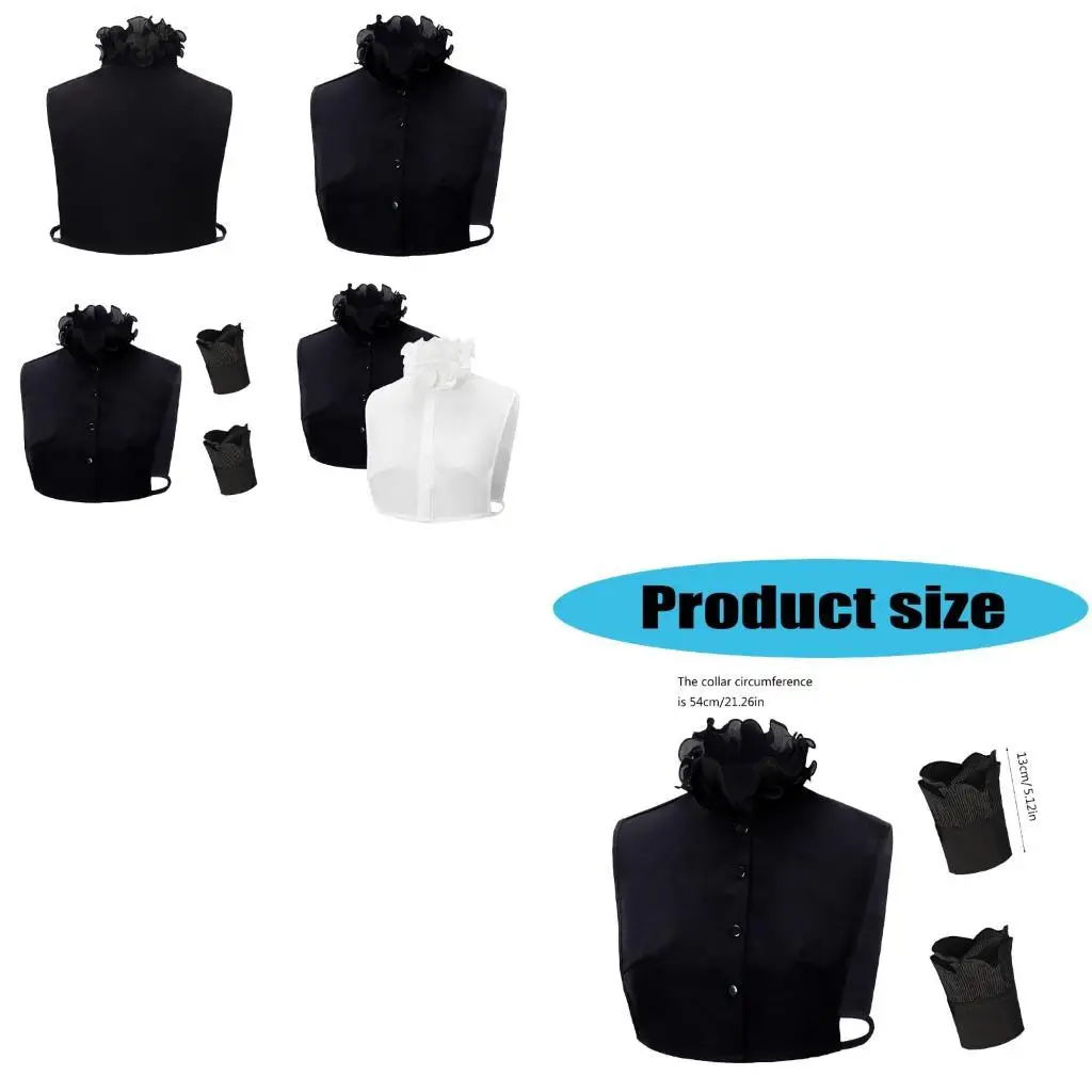 

652F Декоративная оборка с V-образным вырезом, искусственный воротник, половина рубашки и искусственные рукава на запястье для