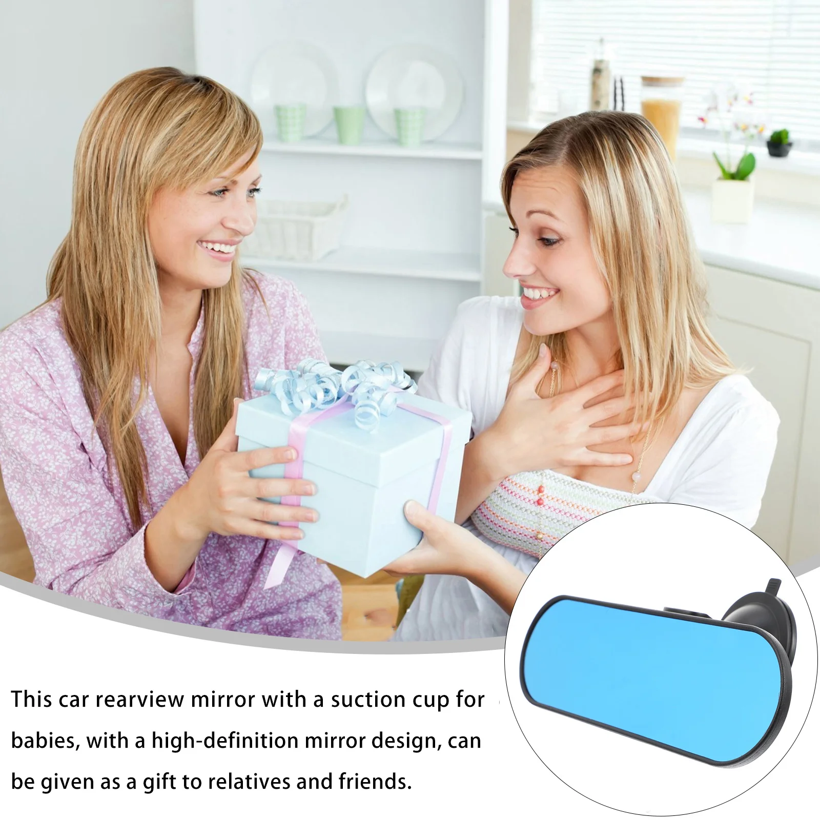 

1Pcs Vehicle Interior Rearview Mirror with Strong Suction Base Wide Angle Anti-Glare Blue Mirror for Car Truck Baby