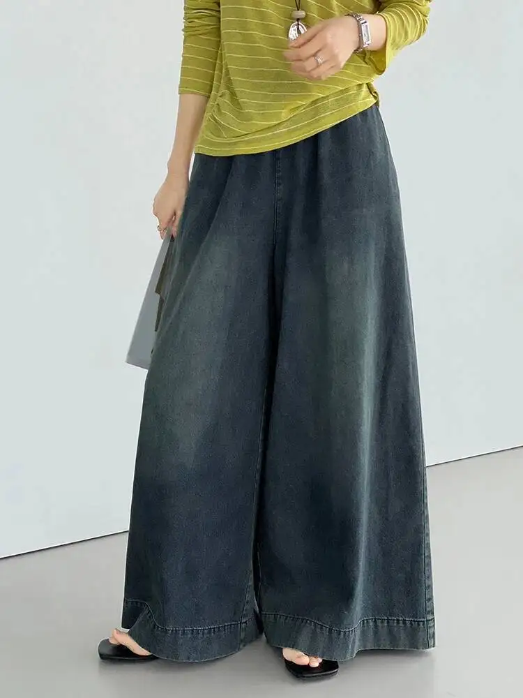 High Waist Blue Vintage Long Wide Leg Denim Jeans Pants New Trousers Women Fashion Tide Spring Autumn