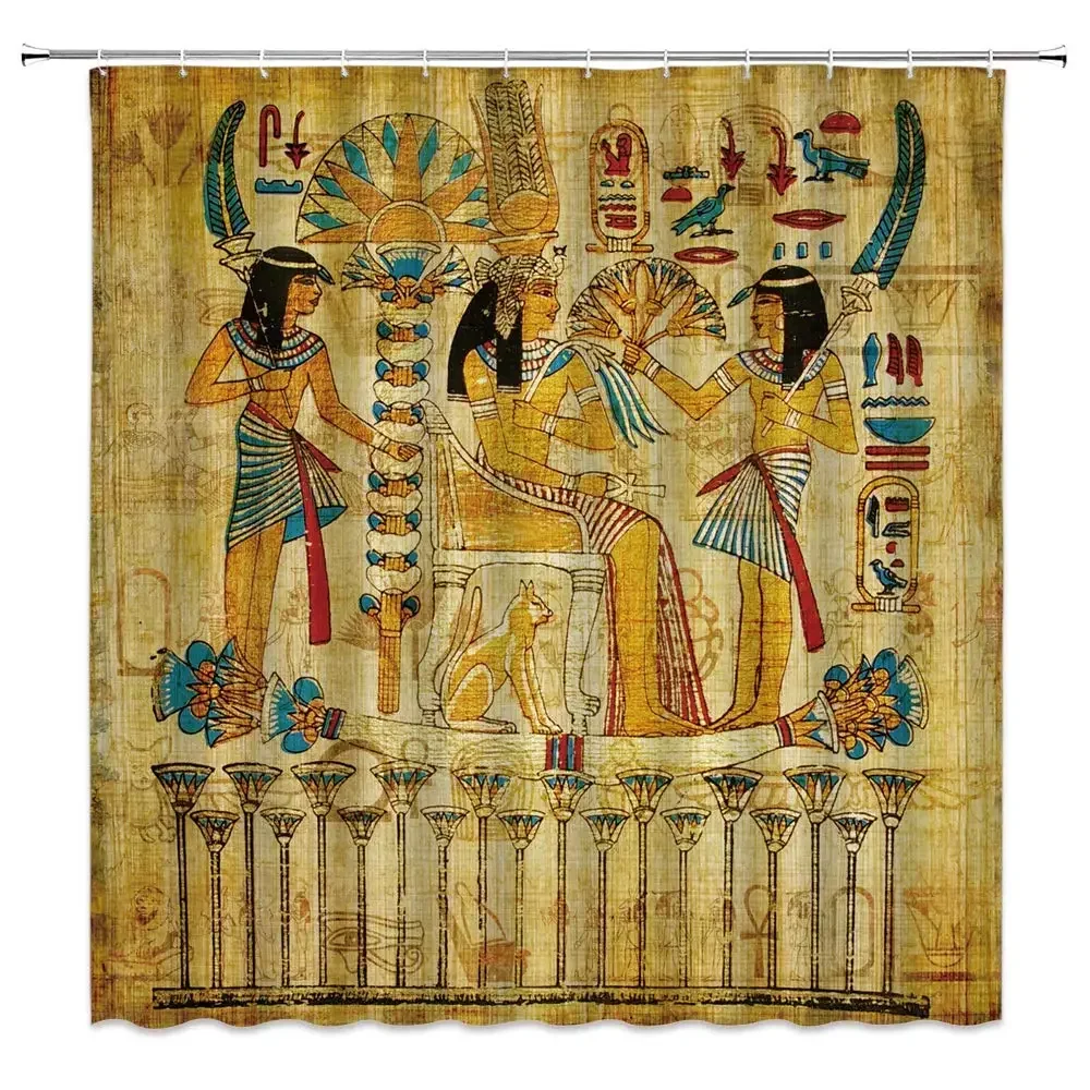 Ancient Egyptian Shower Curtain Hieroglyphics Alphabet Symbols Cool Egypt Letters Drawing Bathroom Polyester Fabric Bath Curtain