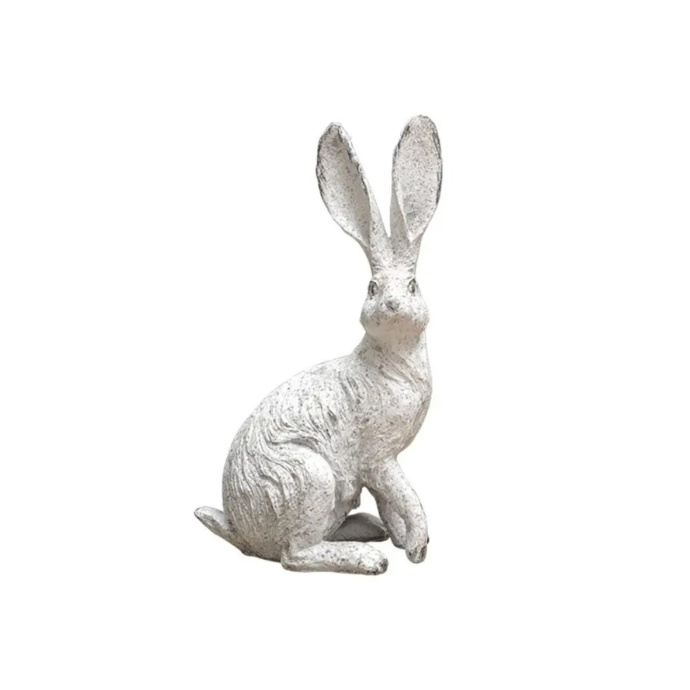 

Creative Yard White Rabbit Ornaments Park Home Resin Sculpture Props Garden Rabbit Statue