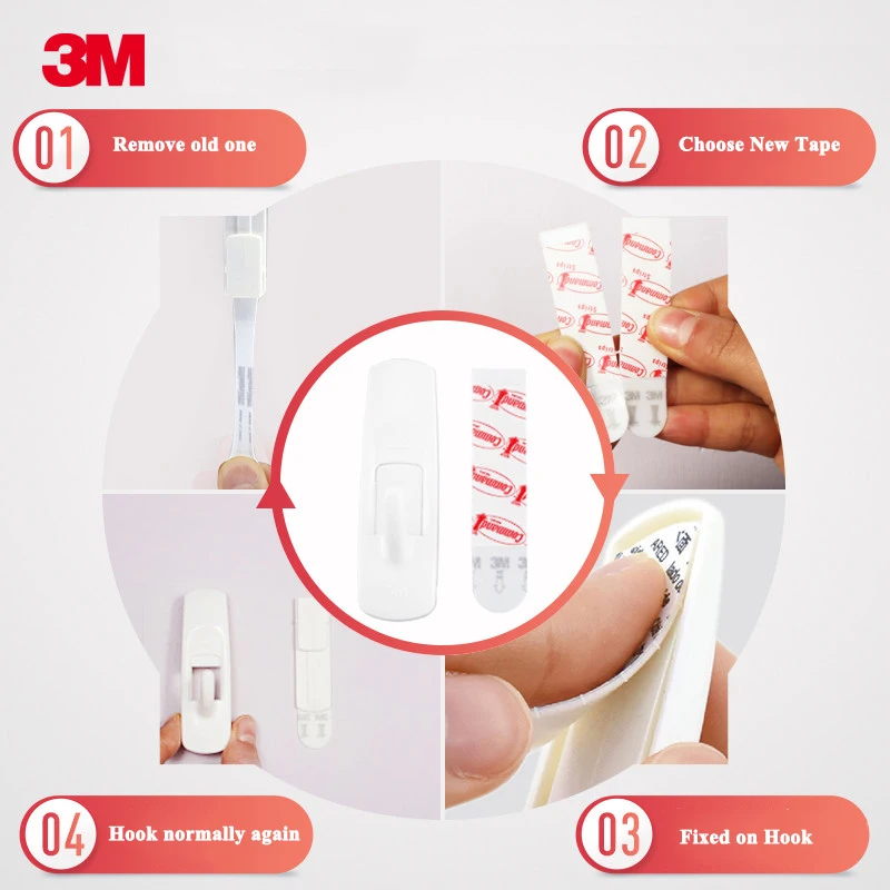 Командная лента 3M, немаркирующая клейкая лента, двусторонний клей, клей высокой вязкости, не перфорация, прочный фиксирующий лист