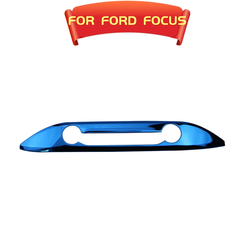 AT Car Central Control Knob Panel Cover Trim Sticker For ford focus MK4 2019 2020 Stainless Steel Sliver Decorative Blue Frame