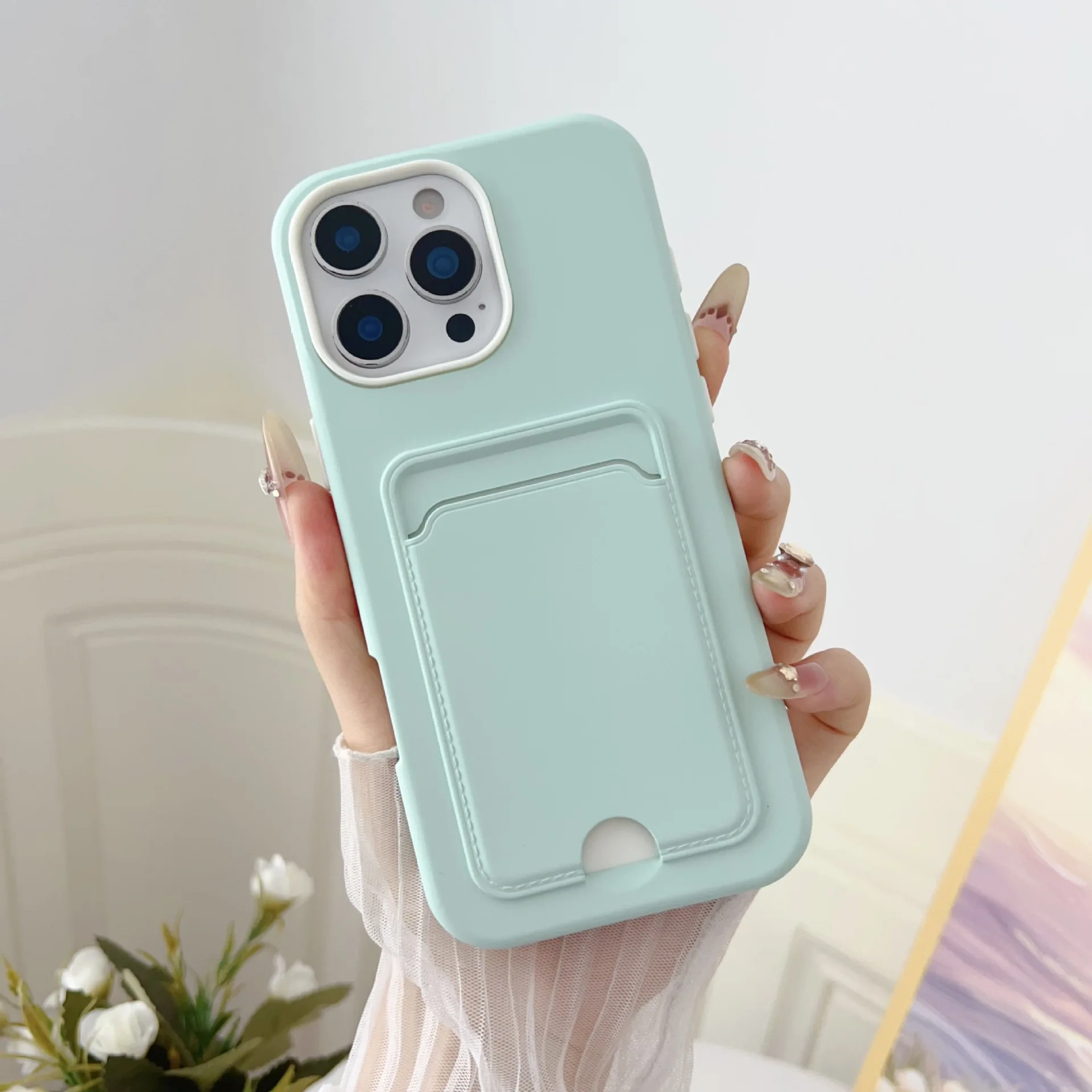 Bonbonfarbene Brieftasche mit Kartensteckplatz-Halterung, Schutzhülle für iPhone 17 Air 16e 16 Pro Max 15 14 Plus 13 12 11, stoßfeste Abdeckung – Detail 5