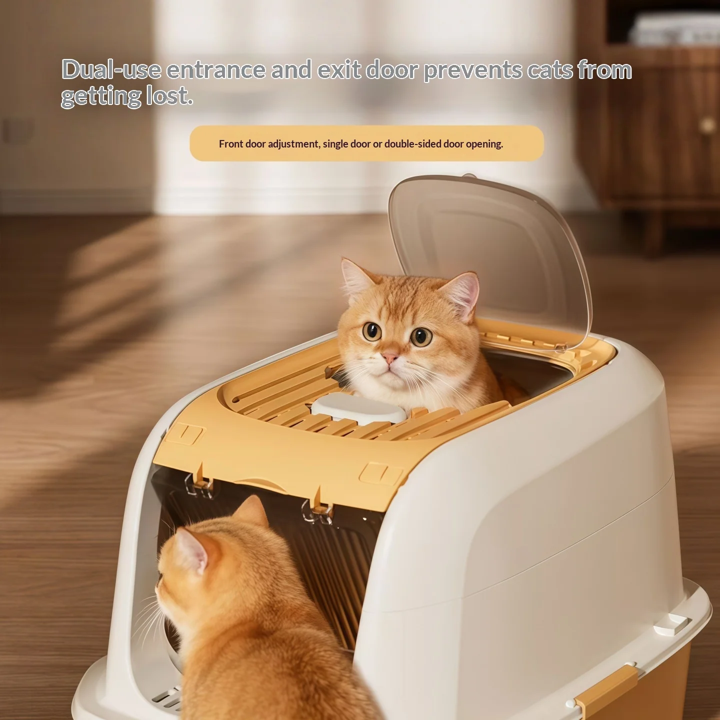 Caja de arena cerrada para gatos grandes con tapa abatible y UV - imagen 5