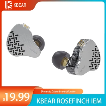 KBEAR Rosefinch 유선 최고의 HiFi 인이어 IEM 이어폰 모니터, 다이내믹 드라이버 OFC 헤드폰, 3.5mm 플러그, 분리형 오디오 케이블 