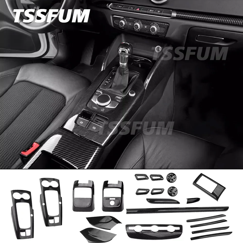 Car Interior Carbon Fiber Full Set Sticker Gear Shift Panel Cover Interior Trim for Audi A3 S3 8V 8P 2014-2020 Auto Accessories