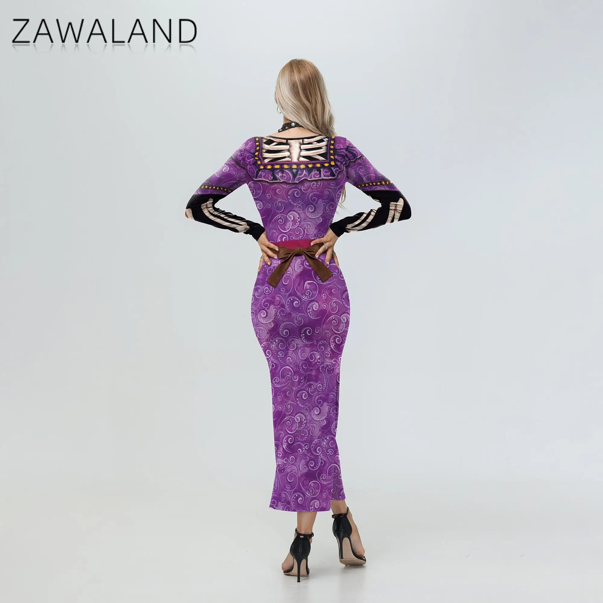 Zawaland تأثيري فيلم أنيمي ماما Imelda زي المرأة فستان طويل هالوين لعب الأدوار ازياء يوم الموتى زي حفلة تنكرية