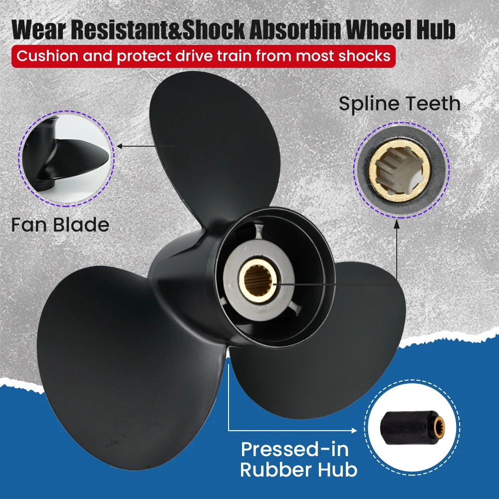 14X11 Boat Propeller for Tohatsu 60 70 75 90 115 120 140HP Outboard Engines Aluminum Alloy Screw 3 Blade 15 Spline RH Rotation