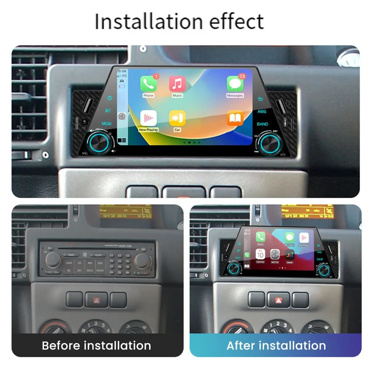 

Автомобильное радио INABEZ 5 дюймов MP5 с CarPlay, Android Auto, MirrorLink, сенсорным экраном, FM, Aux, эквалайзером, Bluetooth, универсальный мультимедийный плеер