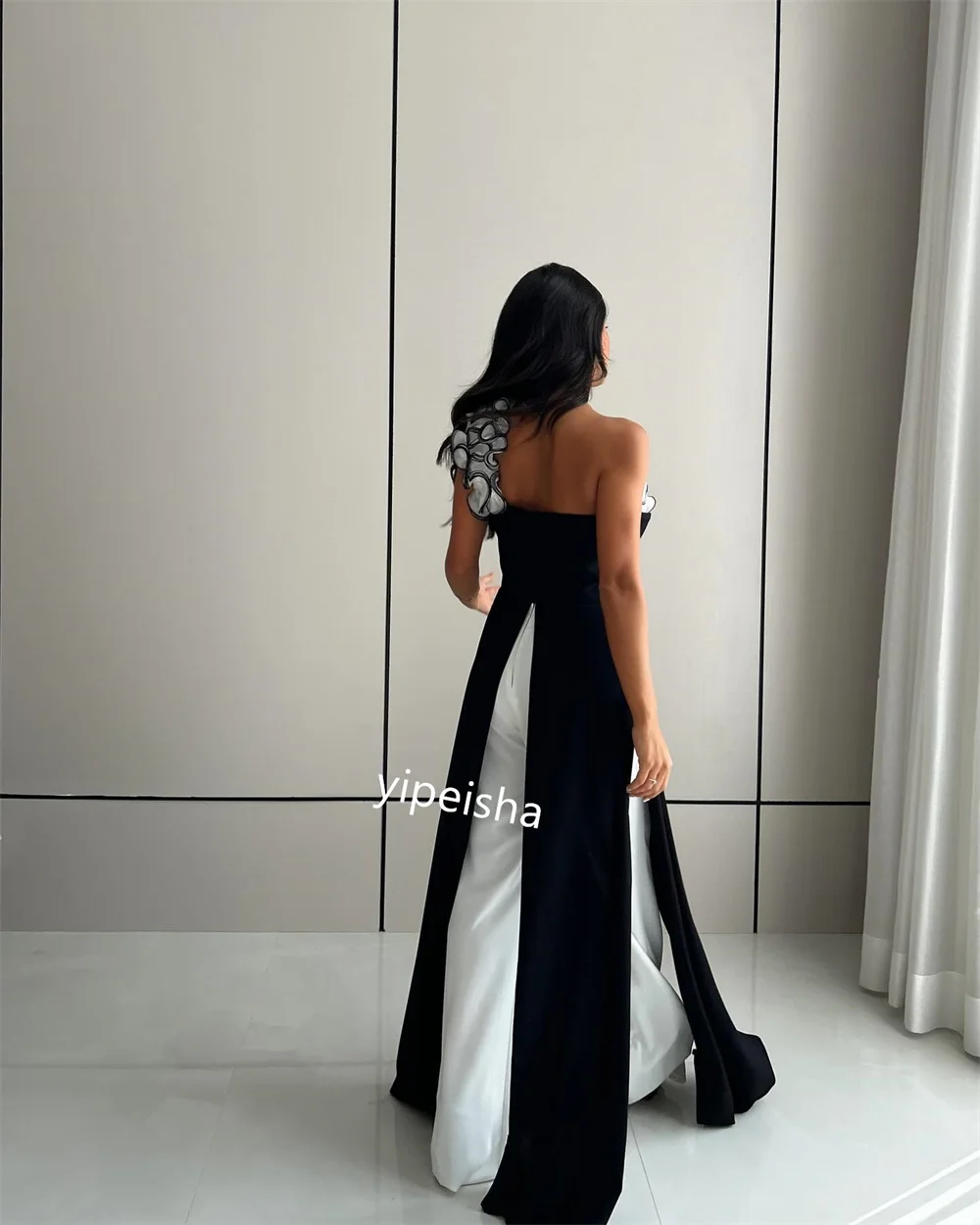  Evening Jersey Ruffle Valentine's Day Sheath One-shoulder Bespoke Occasion Gown Midi Dresses Saudi Arabia