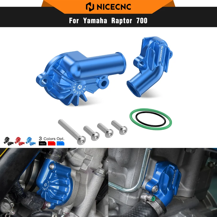 

NICECNC ATV Water Pump Inlet Outlet Cover Kit For Yamaha Raptor 700 2006-2024 Raptor 700R 2009 2011-2024 Faster Cooling Set