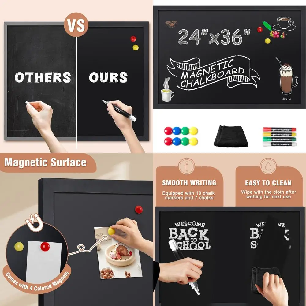 

Large 24x36 Magnetic Chalkboard Wall Decor with Black Frame for Home, Office, and Restaurant Menus