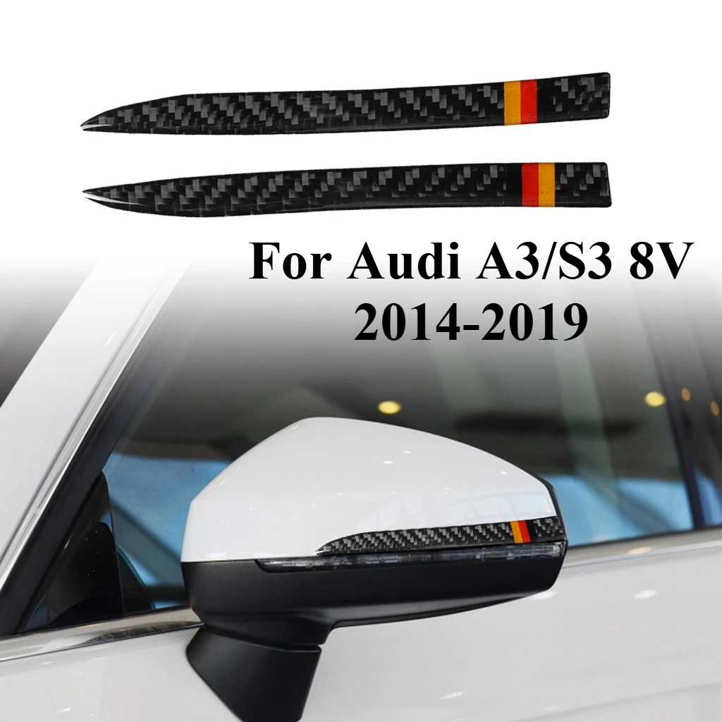 

For Audi A3/S3 8V 2014-2019 Carbon Fiber Mirror Edge Guard Strip - Anti-Scratch Protective Glossy Trim (2PCS) Exterior Styling