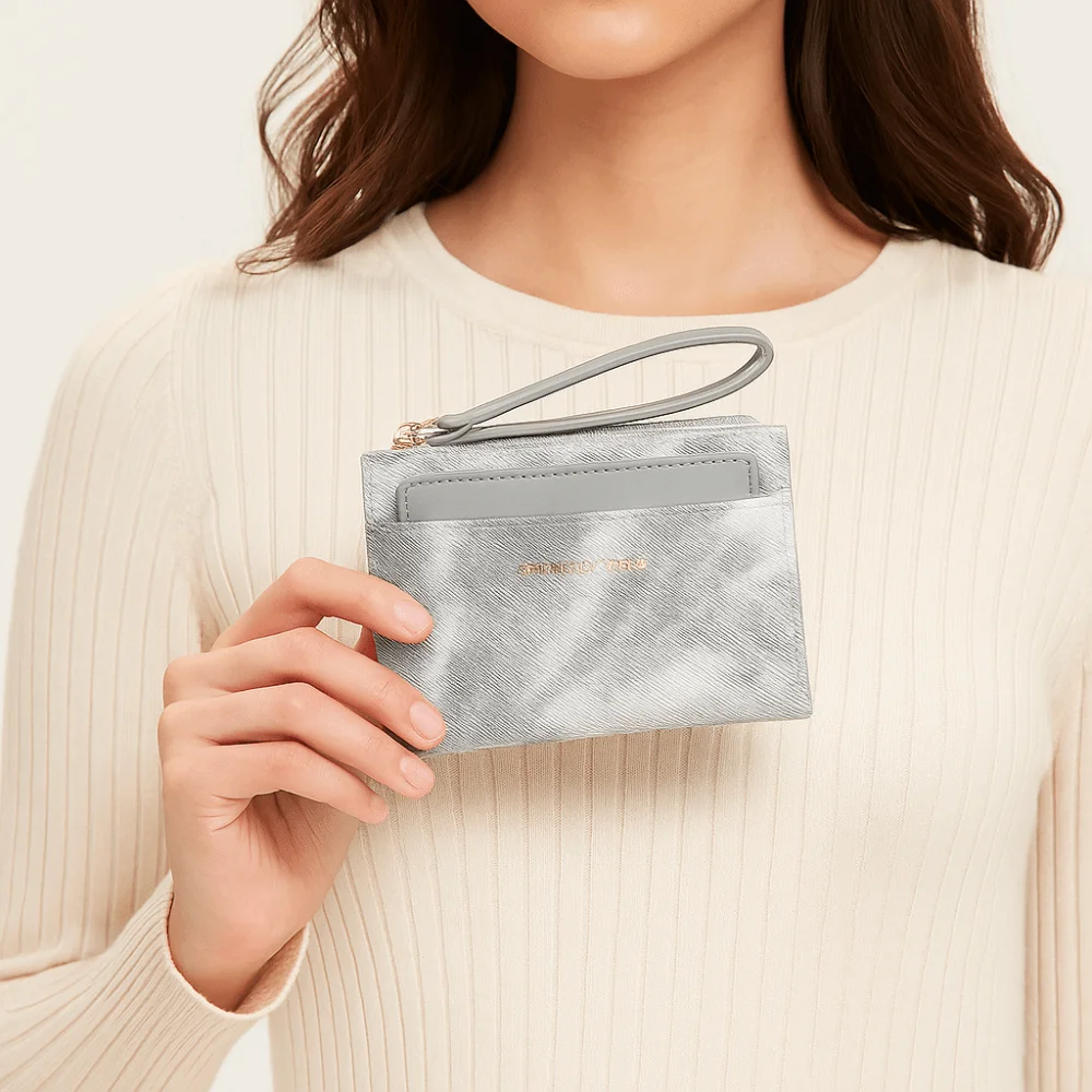 

Fashion Solid Color Folding Wallet Snap Button Multiple Card Women Short Wallet Anti-Splash Water Korean Style PU Card Bag Work