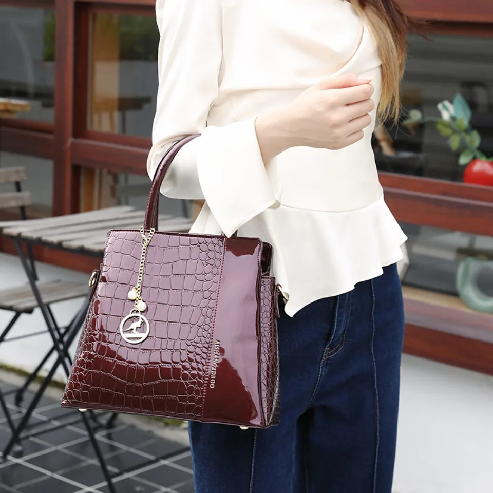Genuine Brand High Quality Crocodile Pattern Leather Casual Tote Luxury Handbags Women Bags Designer Shoulder Bags for Women Sac