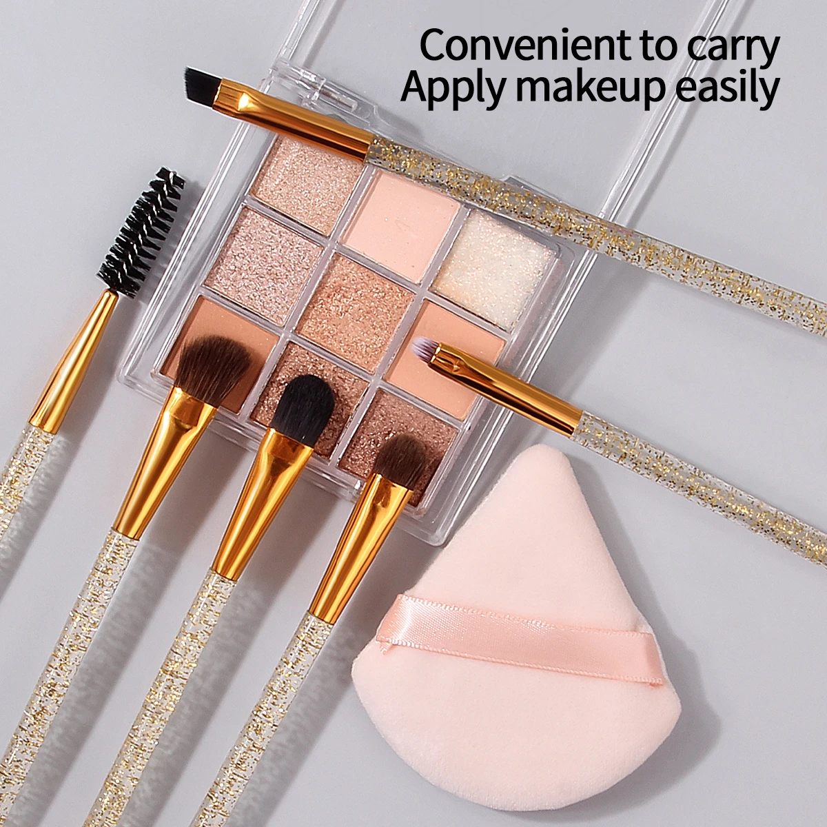 7pcs flash powder makeup brush eye details brush eye shadow brush eyelash brush wet dry sponge powder puff beauty tool