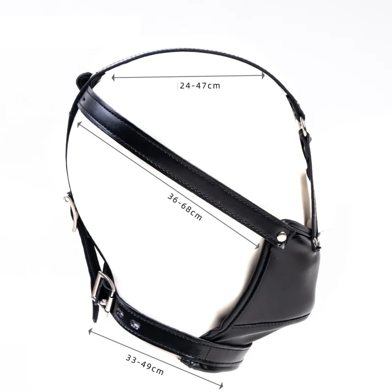 Exotic Cool PU Leather Harness Headgear Face Mask with Fetish Bondage Dildo Mouth Gag for Women Men Bedroom Cosplay Play Sex Toy view 4
