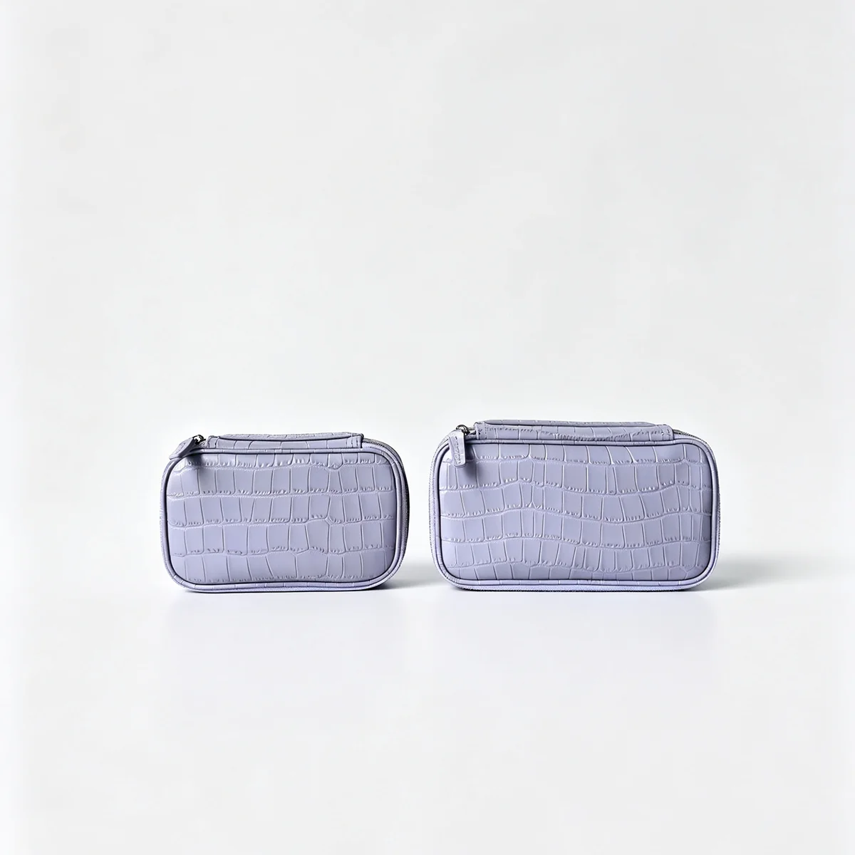 Kosmetiktaschen-Set aus echtem Leder mit lila Krokodilmuster, große Kapazität, Reise-Toilettentasche für Damen, Kosmetiktasche, Beutel – Detail 18
