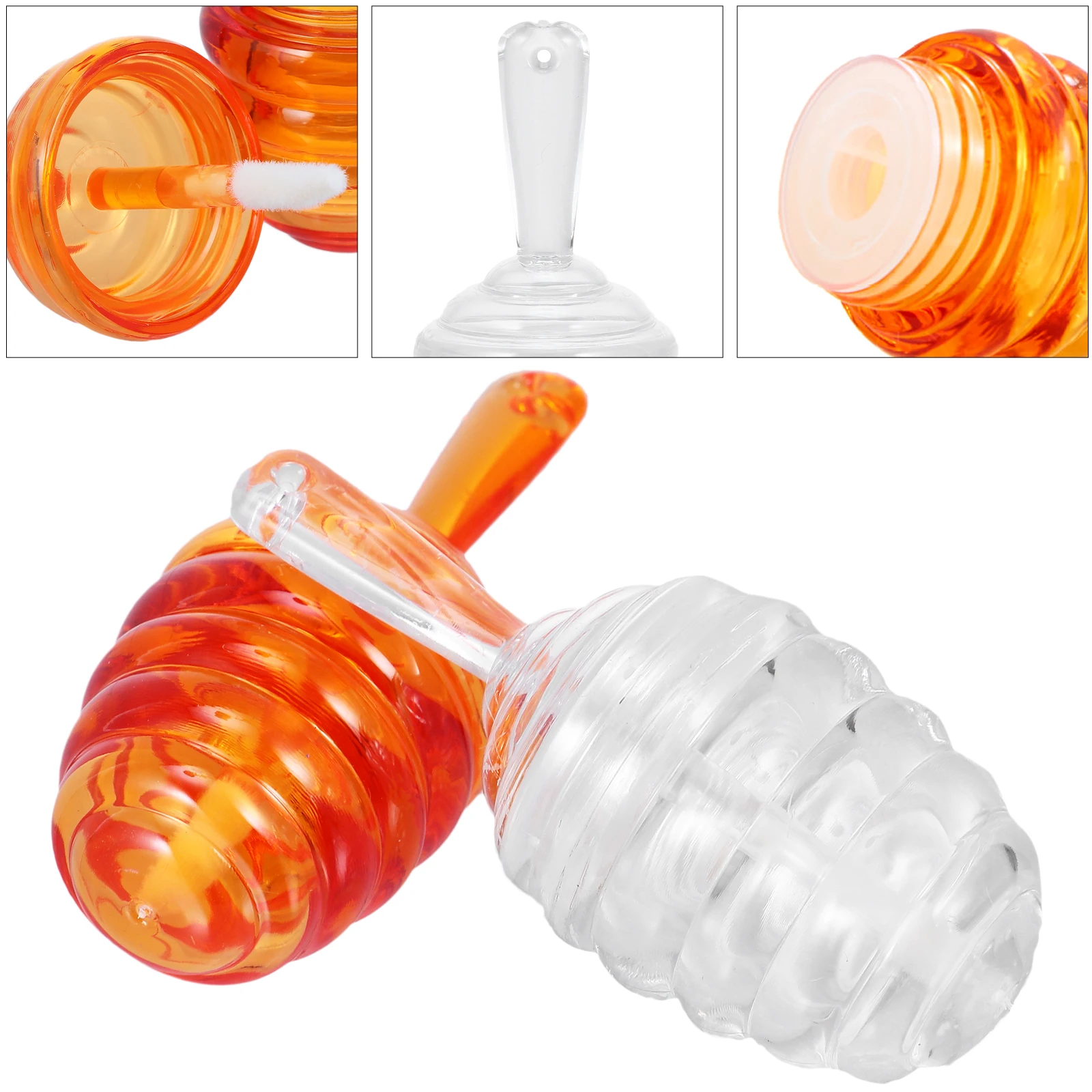 10pcs Lip Balm Tube Clear Brown Honeycomb Lip Gloss Tubes Empty Lipstick Containers ABS Reusable Waterproof Practical