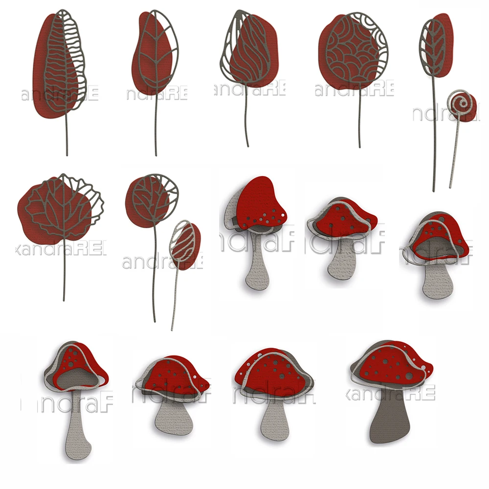 Piggy Craft metal cutting dies cut die mold Flowers Leaves Mushroom Series Scrapbook paper craft knife mould blade punch stencil