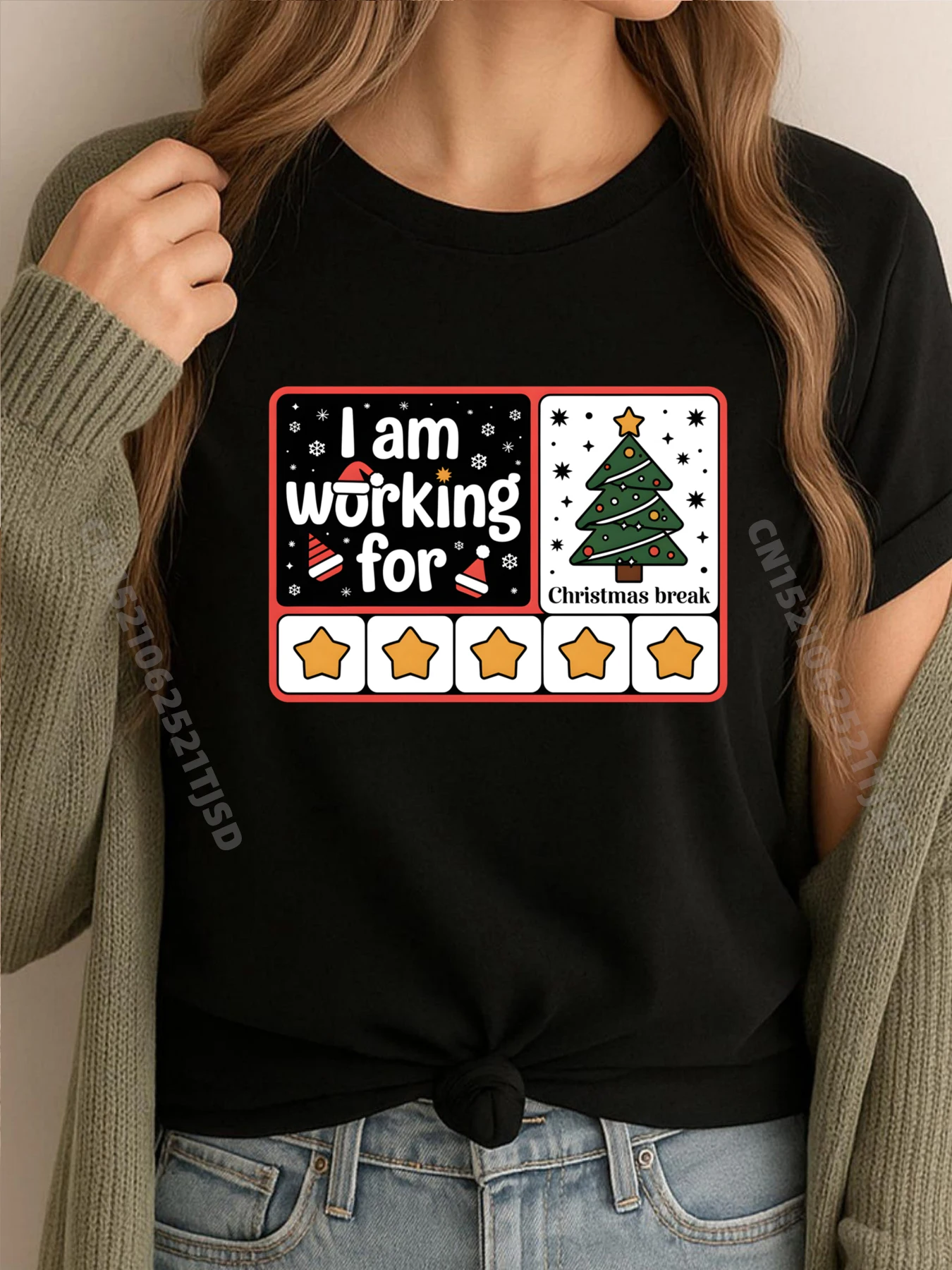 

Я работа на Рождество, черная футболка, мужская футболка на открытом воздухе