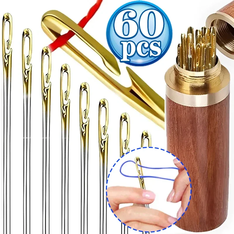 12/60PCS Sewing Needles Multi-size Side Opening Stainless Steel Darning Sewing Household Hand Tools Sewing Tools and Accessoires