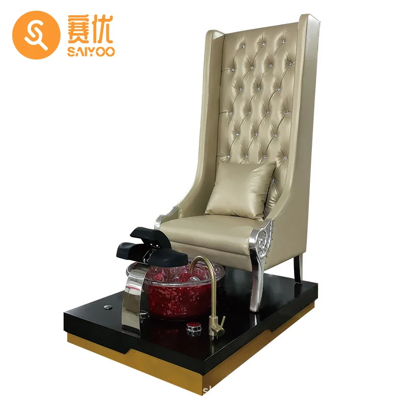 

Long Pedicure Chair With Cushion Back Design Red Ceramic Basin Can Bear Large Weight