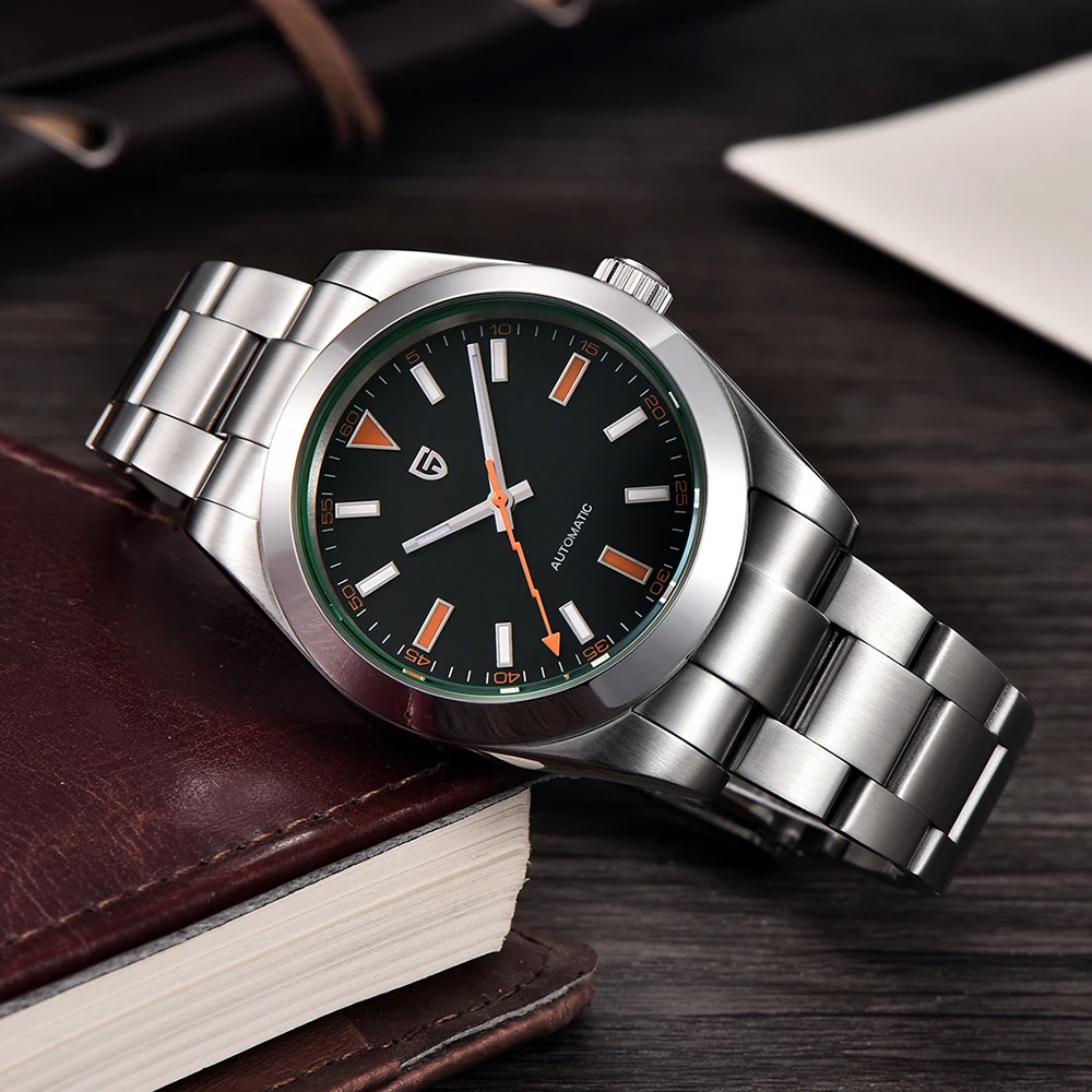 PAGANI DESIGN Uhr Herren Luxus Retro mechanische Herrenuhr NH35 Uhrwerk Saphir 1733, wasserdichte Edelstahl-Herrenuhr