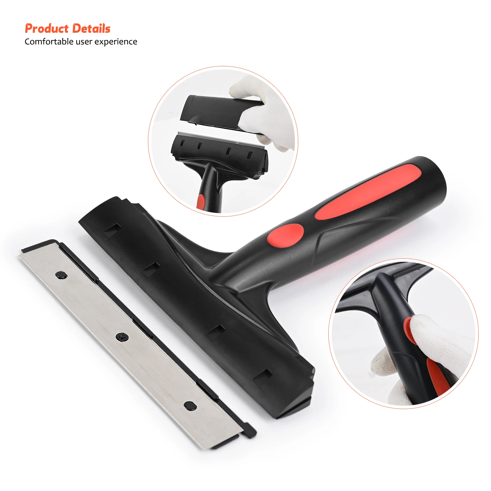 FOSHIO Handheld Adhesive Film Glue Scraping Tool Handled Metal Blade Sticker Remover Household Wallpaper Dirt Cleaning Squeegee