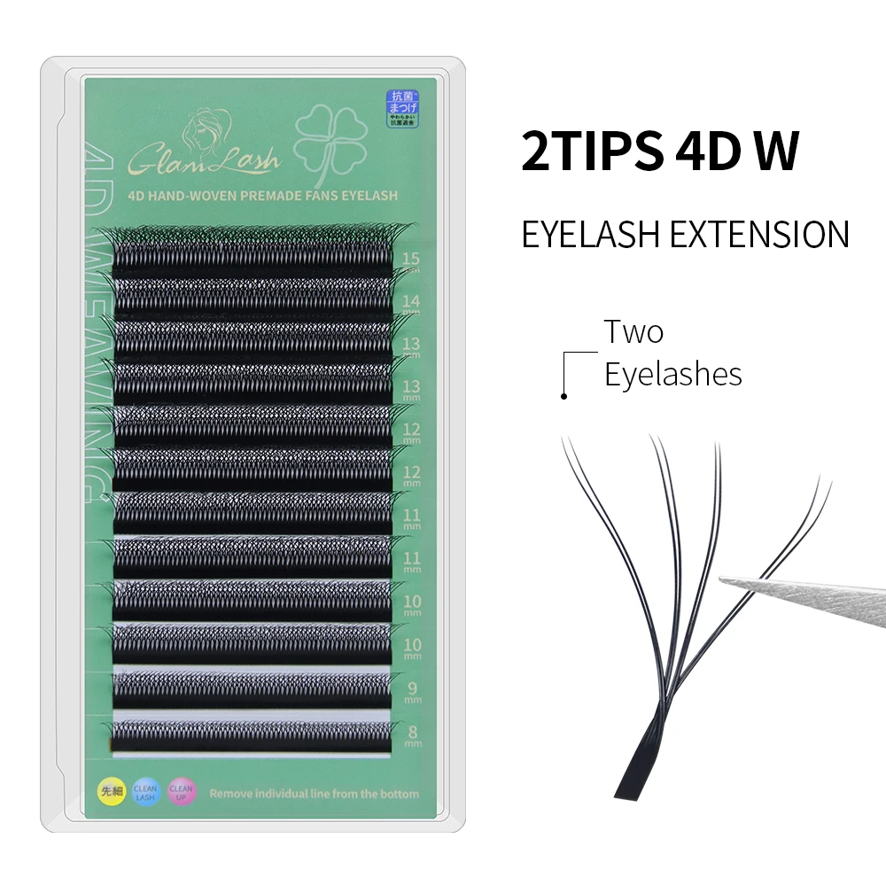 GLAMLASH 2tips 4D - W Shaped Eyelash Extension Soft Natural False Lash Makeup Tool