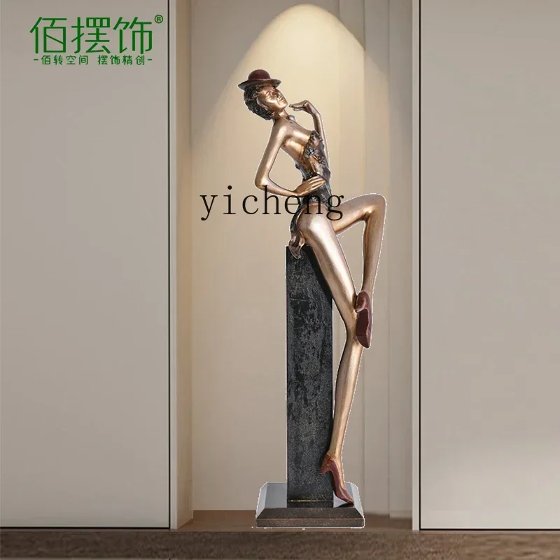 ZC figure sculpture entrance living room TV cabinet floor ornament hotel clubhouse soft decoration