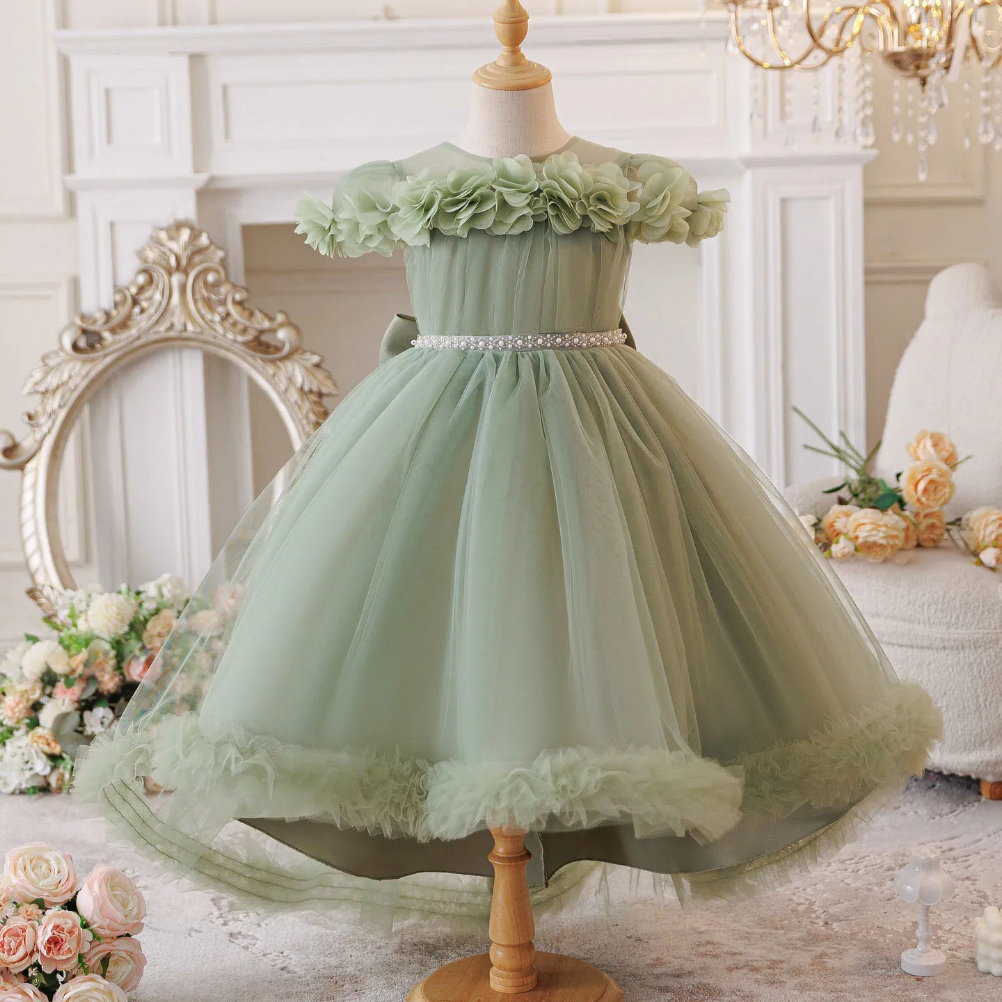 

HETISO Children Princess Ball Gown Petal Flower Kids Girls Party Dresses For Summer Weddings Evening 4-12 Years