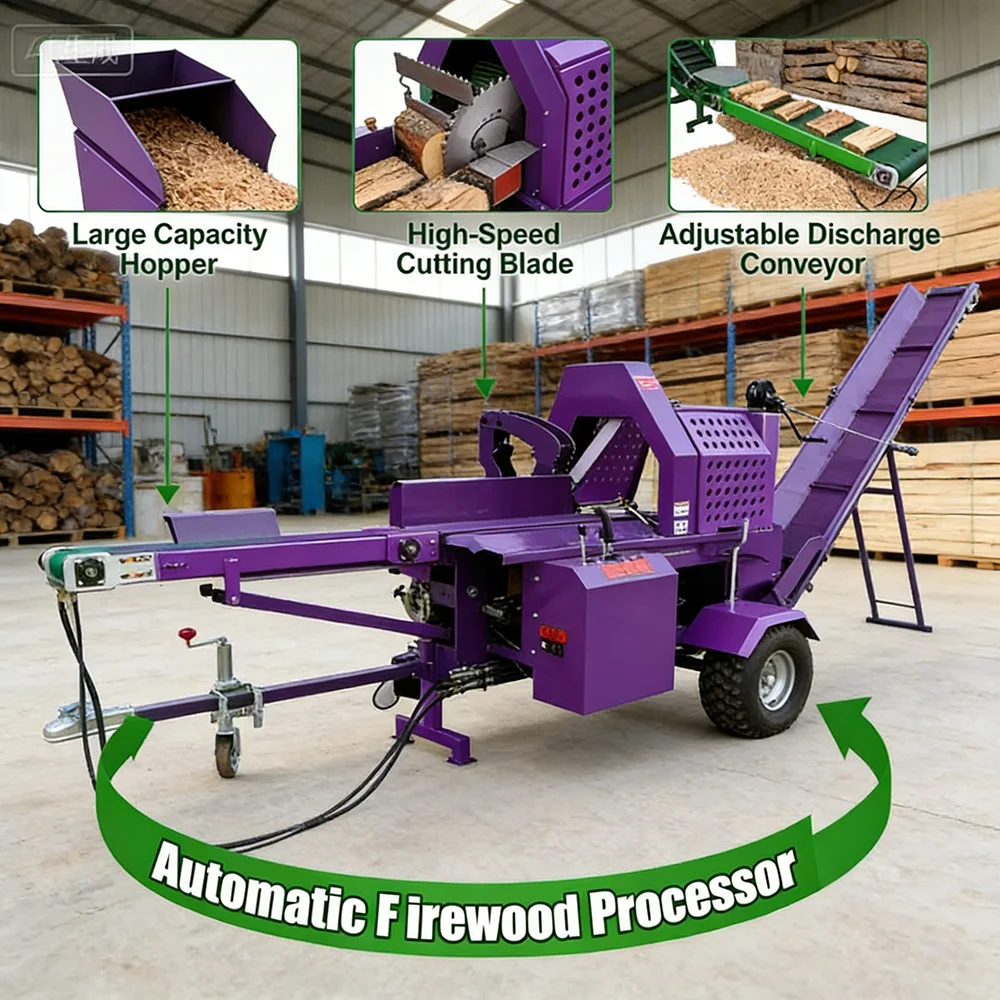 Master 35 Ton Diesel Powered Log Splitter Industrial Timber Cutting Tool High Flow Pump For Rapid Cycle Wood Processing
