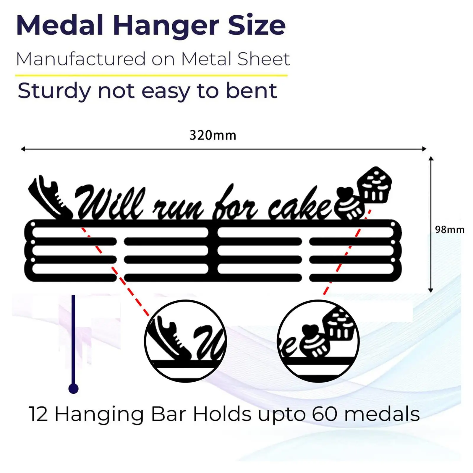 Medal Hanger Display Metal Medal Holder for Awards Ribbons Athlete Runner