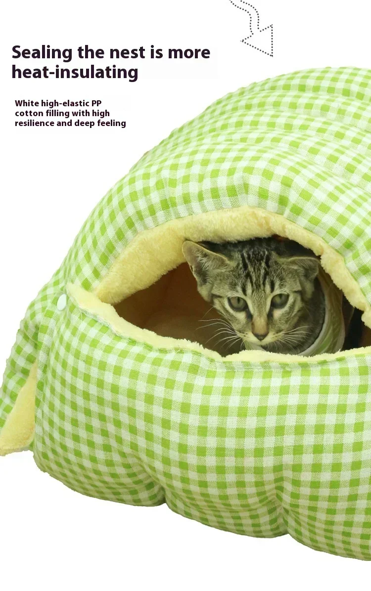 Cat Dog House Indoor Winter Thickened Foldabl Cat Sleeping Bag Cozy Soft Warm Semienclosed Small Pet Bed Snuggle Sack