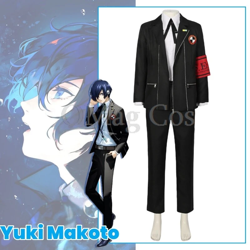 Yuki Makoto Anime Game Cosplay Costume Clothes Wig Uniform Cosplay Yuki Makoto Performance Dress Unisex Halloween Party Set