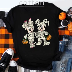 Funny Mickey Minnie Mummy Print Disney Children Cotton T Shirts Trick Treat Fashion Halloween Cute Kid Clothes Girls Streetwear