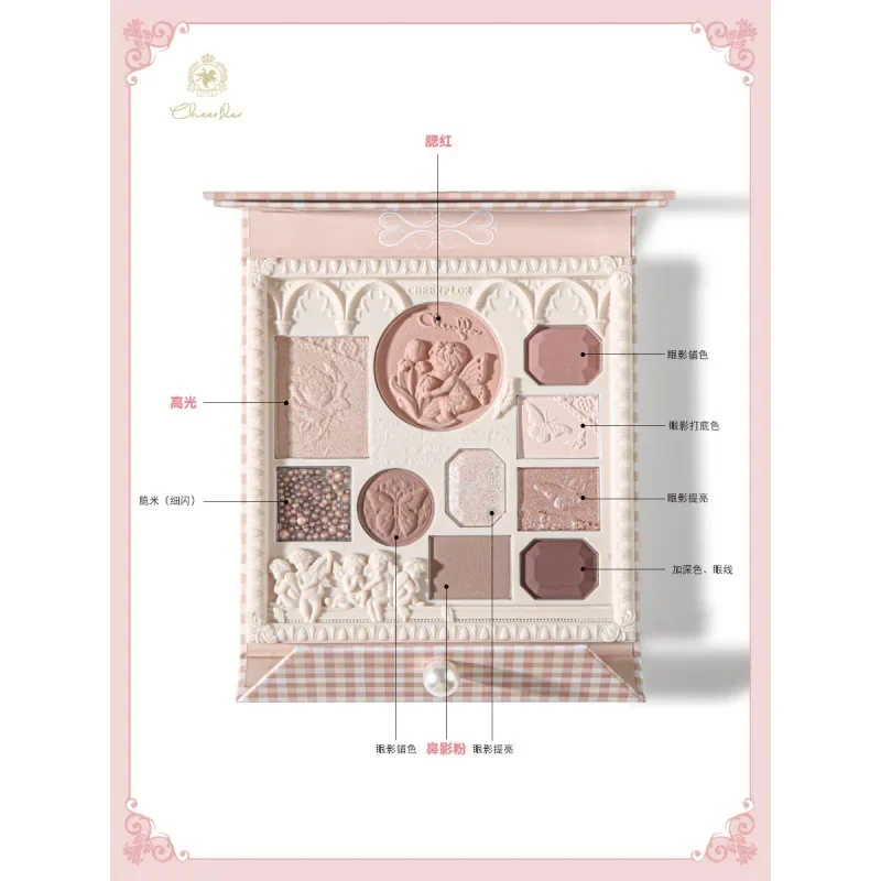 Korean Makeup Colourrose Angel Embossed Eyeshadow Palette Highlight Blush Palette Matte Pearl Waterproof Rare Beauty Cosmetics