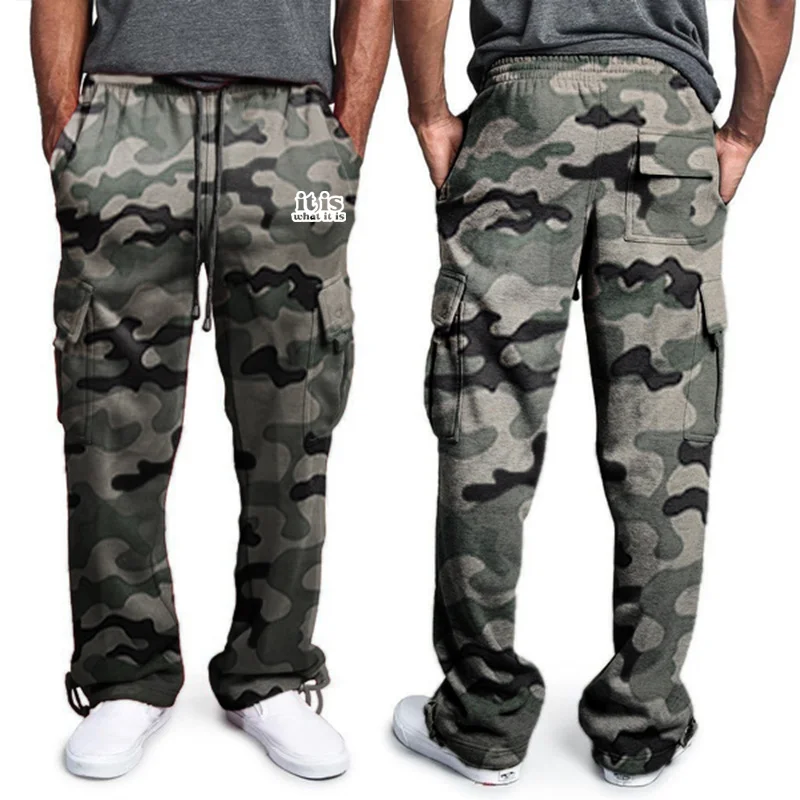 Pantaloni da lavoro funzionali multitasche da uomo pantaloni tattici Casual pantaloni da allenamento Casual dritti larghi all\'aperto da uomo
