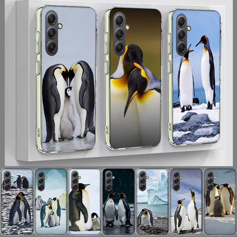 Penguins Love at the North Pole Cover Phone For Samsung Galaxy A70 A50 A40 A30 A20E A10 A71 A51 A41 A31 A21S A11 A9 A8 A6 Plus A